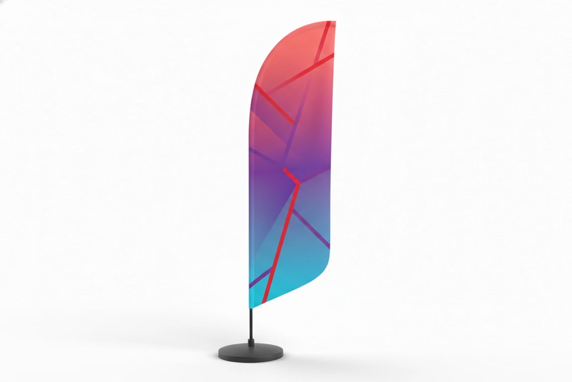 Modern gradient design custom teardrop banner with vibrant colors perfect for photography and social media