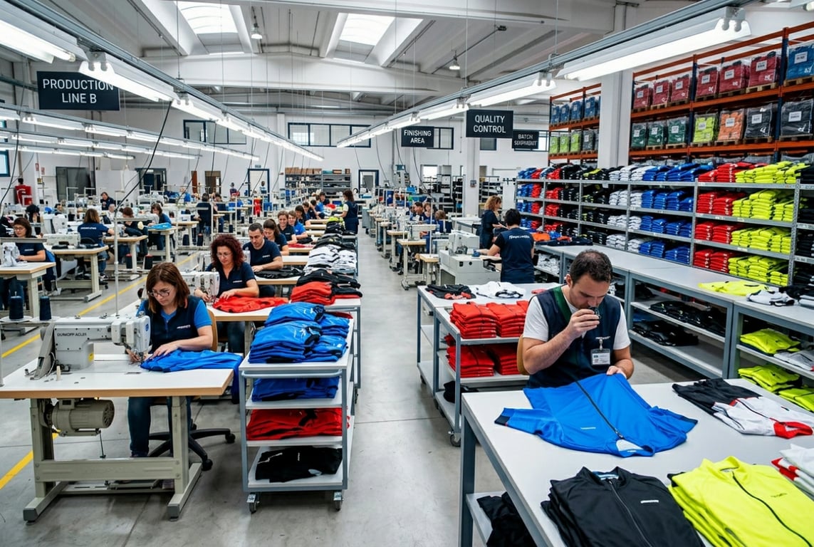 Consistent quality cycling apparel bulk production scale