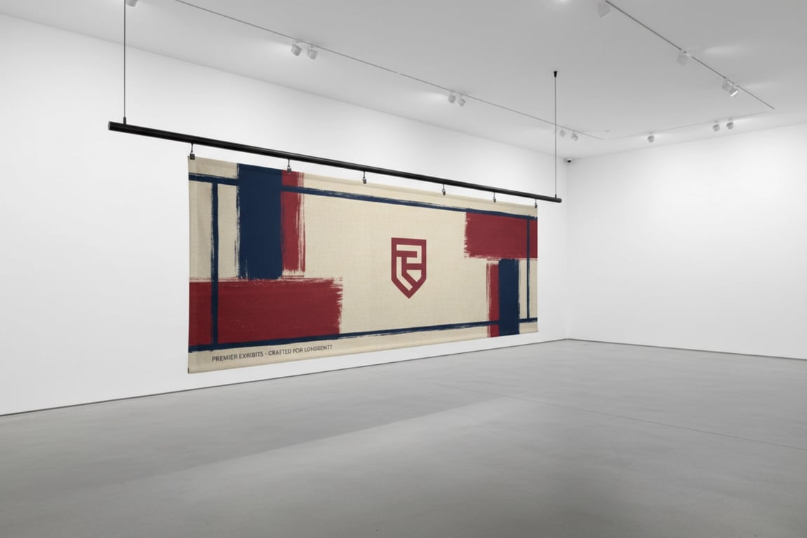 Premium canvas banner printing for luxury retail and museum displays - cotton-poly blend with matte finish, 5-10 year archival quality