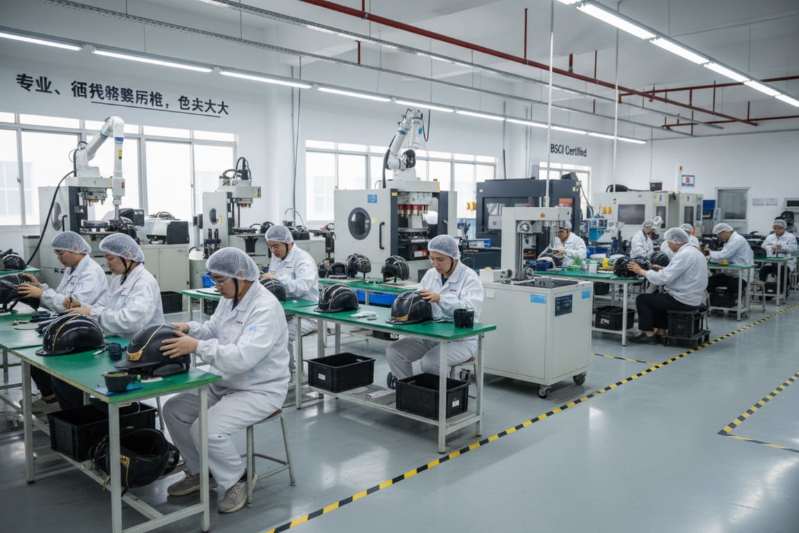 Run Equestrian BSCI-certified factory production line for custom riding helmets and equestrian gear