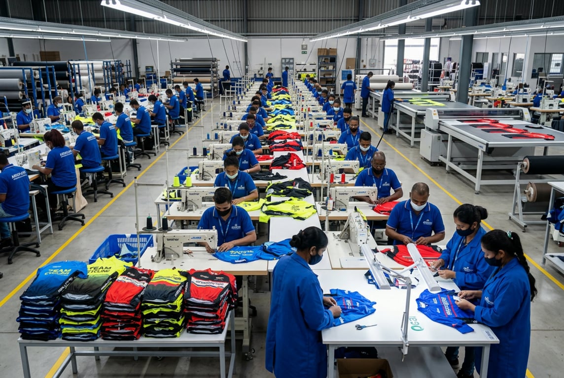 Bulk cycling jersey factory batch production line