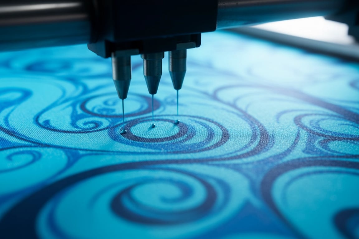 Digital sublimation printing close-up detail for custom printed leggings UK