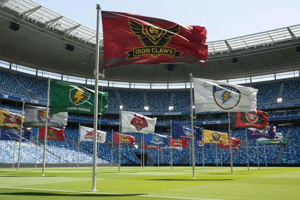 Football league custom team flags - 600 dual-sided flags for 30 professional sports teams