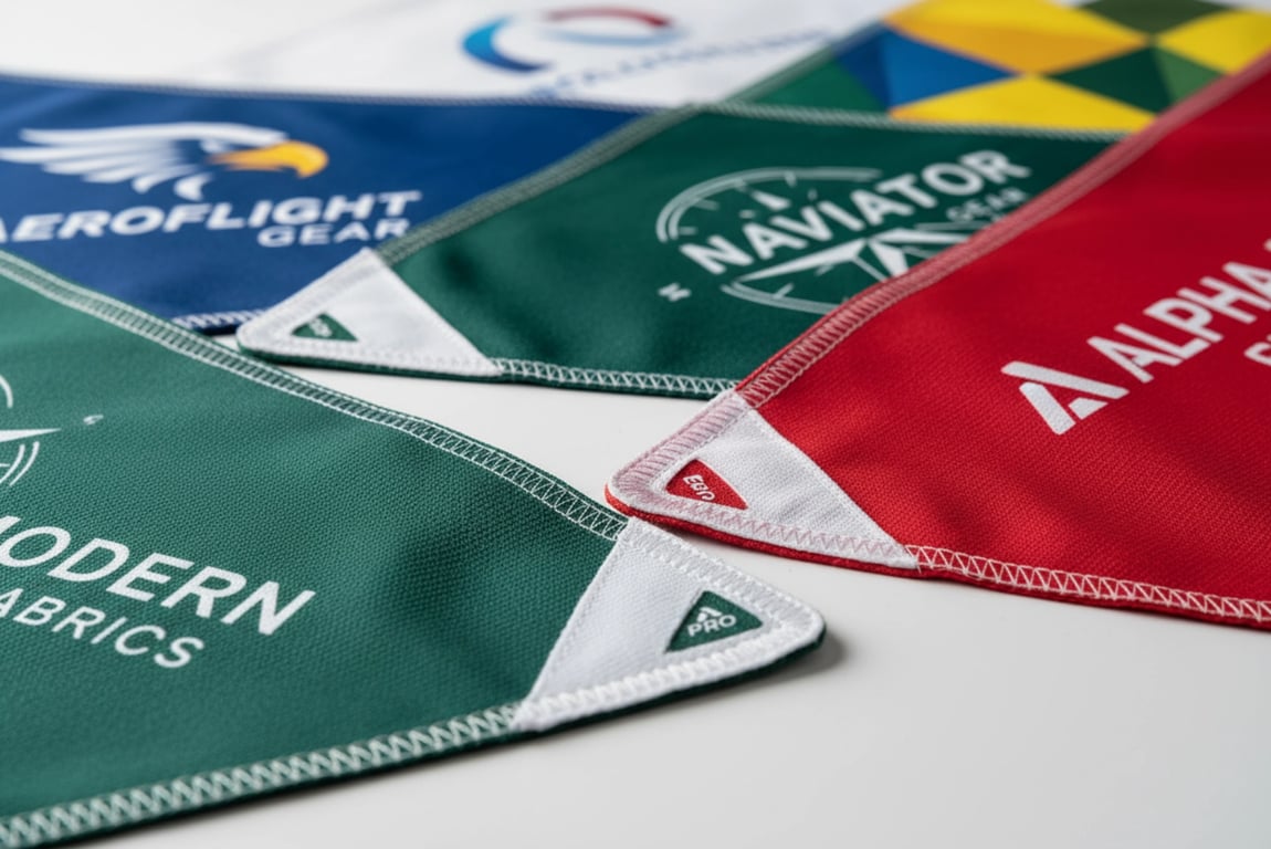 International brand custom flags with precisely color-matched corner patches showing 100% Pantone accuracy across 2000 units in 15 different flag designs for global corporate identity consistency