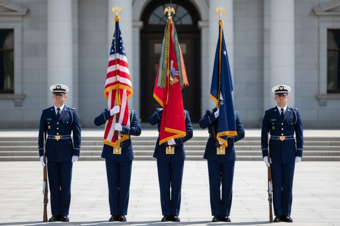 National Flag Ceremony with Premium Gold Fringe - Official government ceremonies