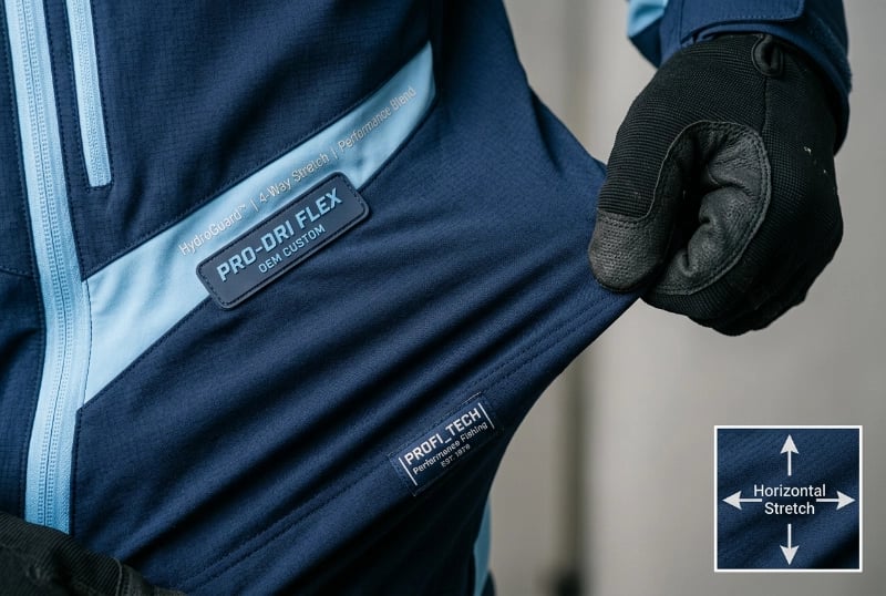 4-Way Stretch Construction - Elastane Blend Performance