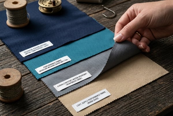 Performance fabric selection for fishing apparel