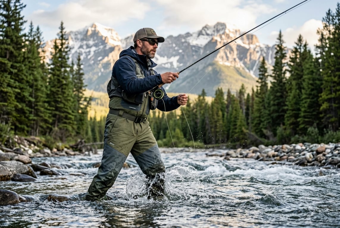 Fly Fishing in Mountain Stream - Performance Wading Pants in Action