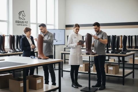 Quality testing at our custom equestrian boots factory