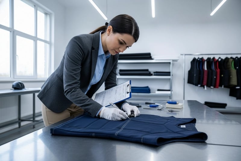 Quality inspection process for riding vest production