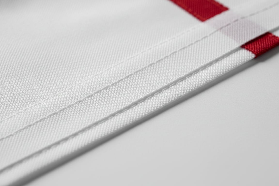 300D polyester flag fabric texture showing tight solid weave construction, UV-resistant coating, water-repellent surface finish for outdoor weatherproof durability
