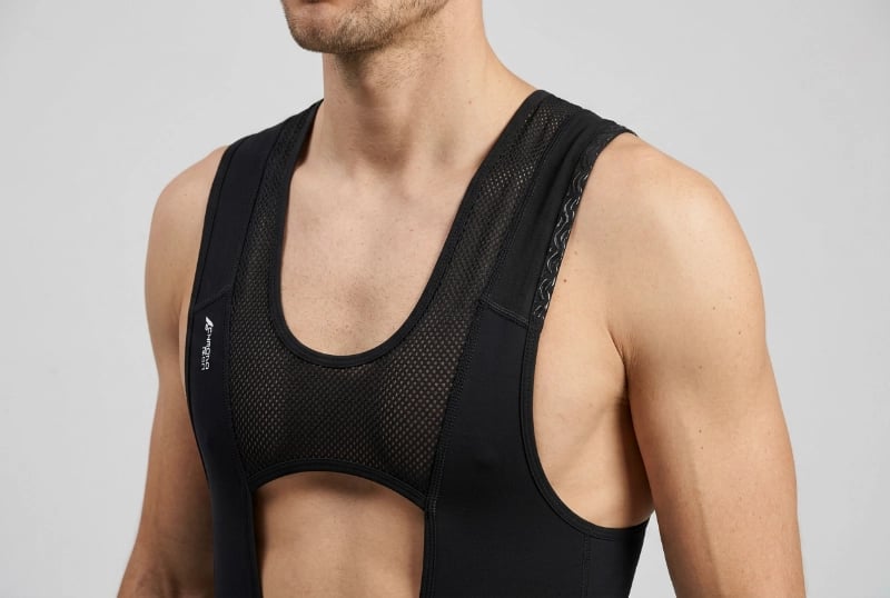 Lightweight stretch mesh bib strap