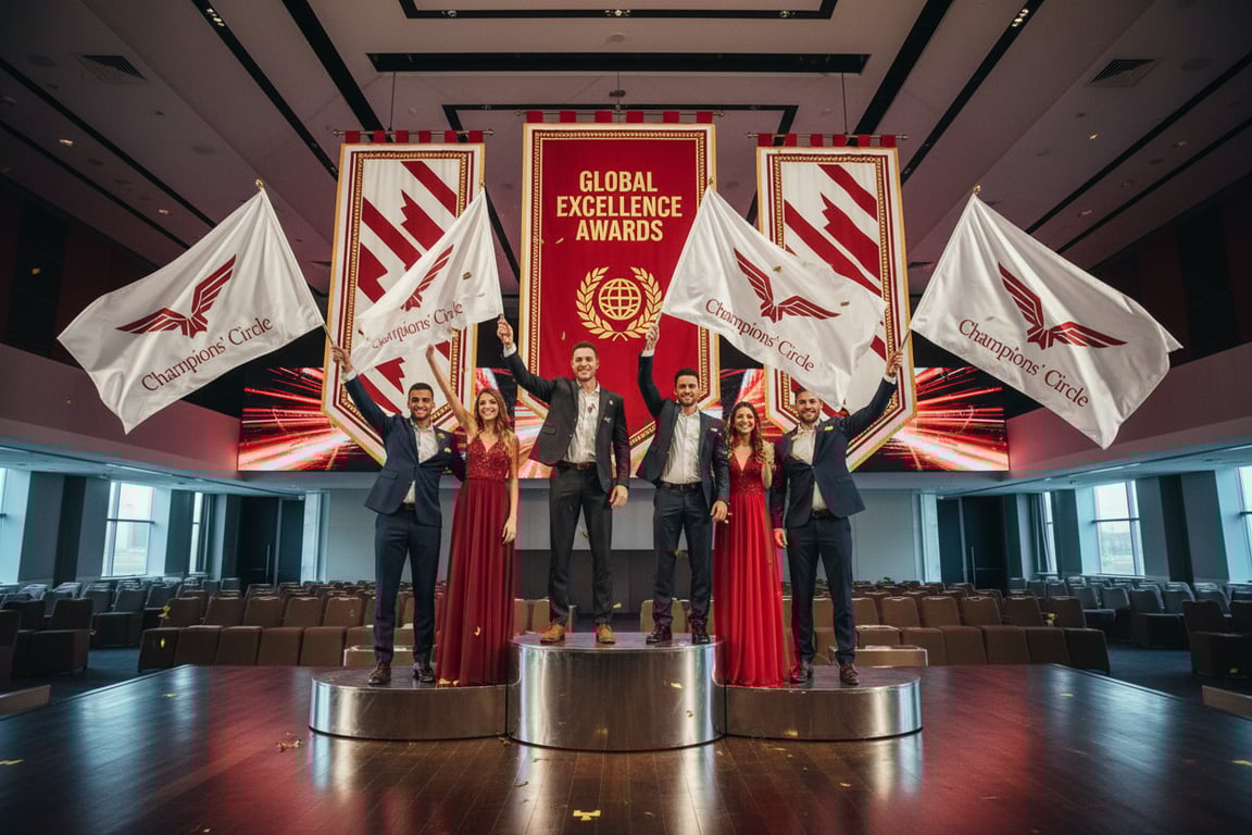 Award ceremony banners for recognition events, employee awards, and achievement celebrations