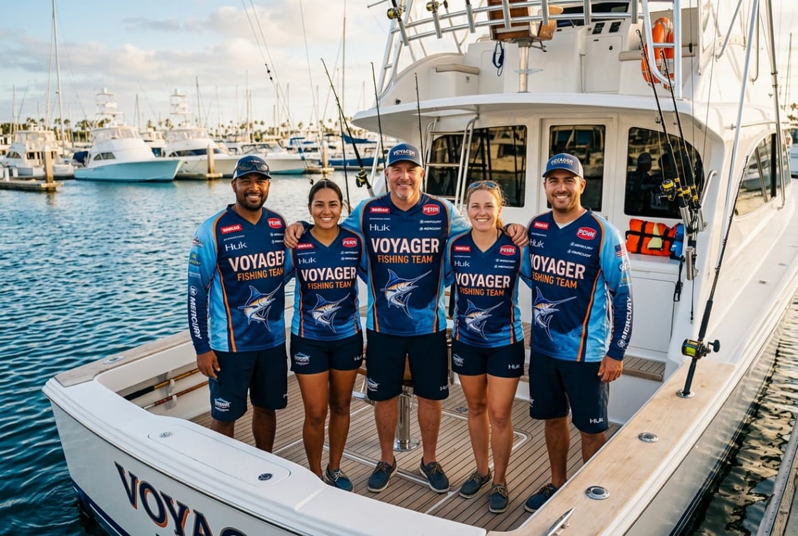 Custom tournament fishing jerseys and charter team uniforms
