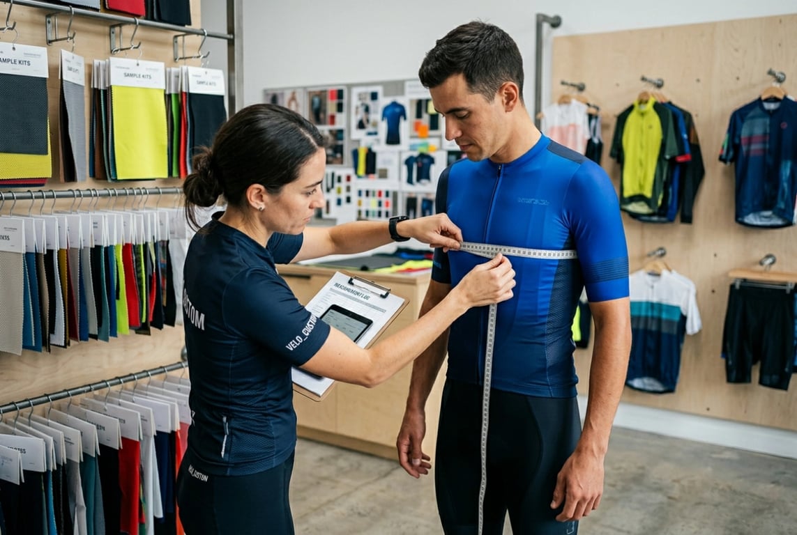 Male cyclist fitting and sizing