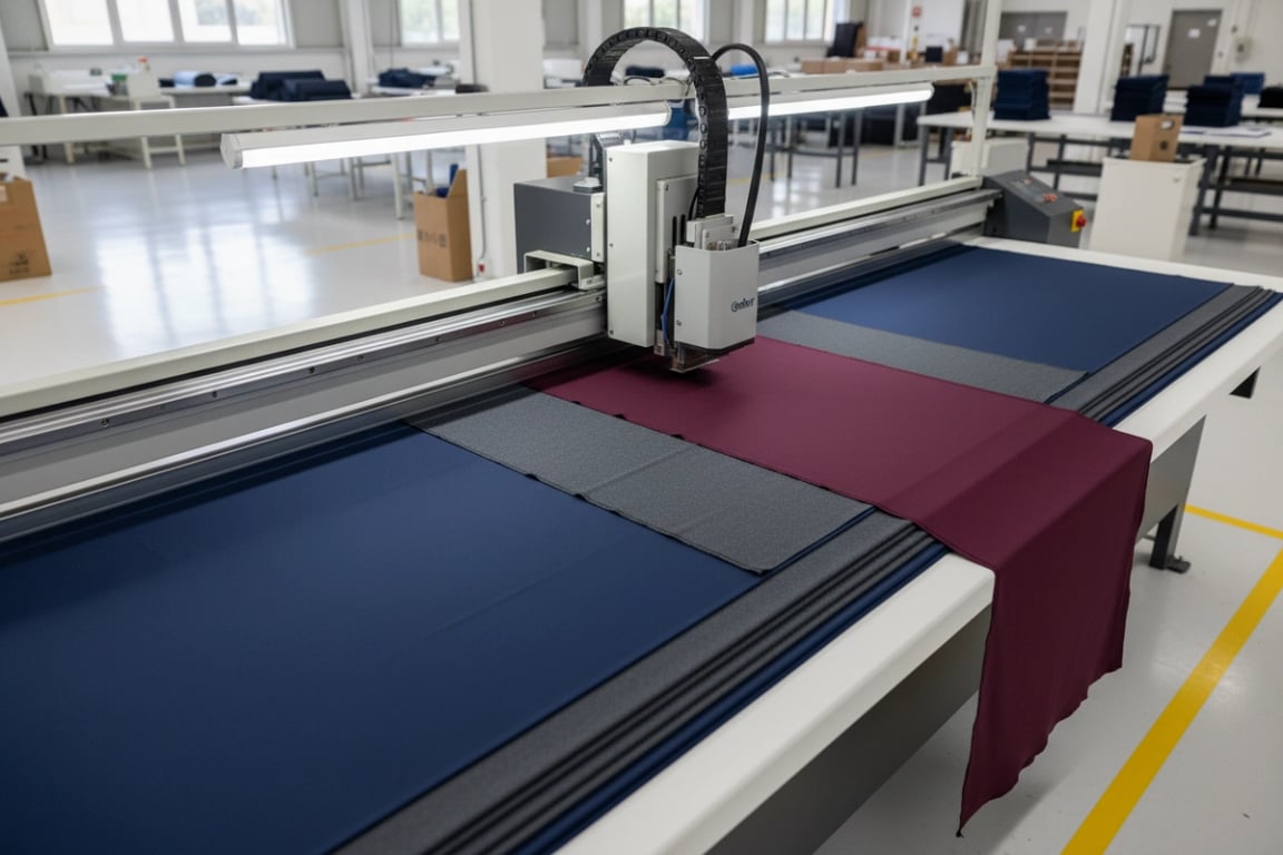 Gerber CNC fabric cutting room for wholesale equestrian apparel production