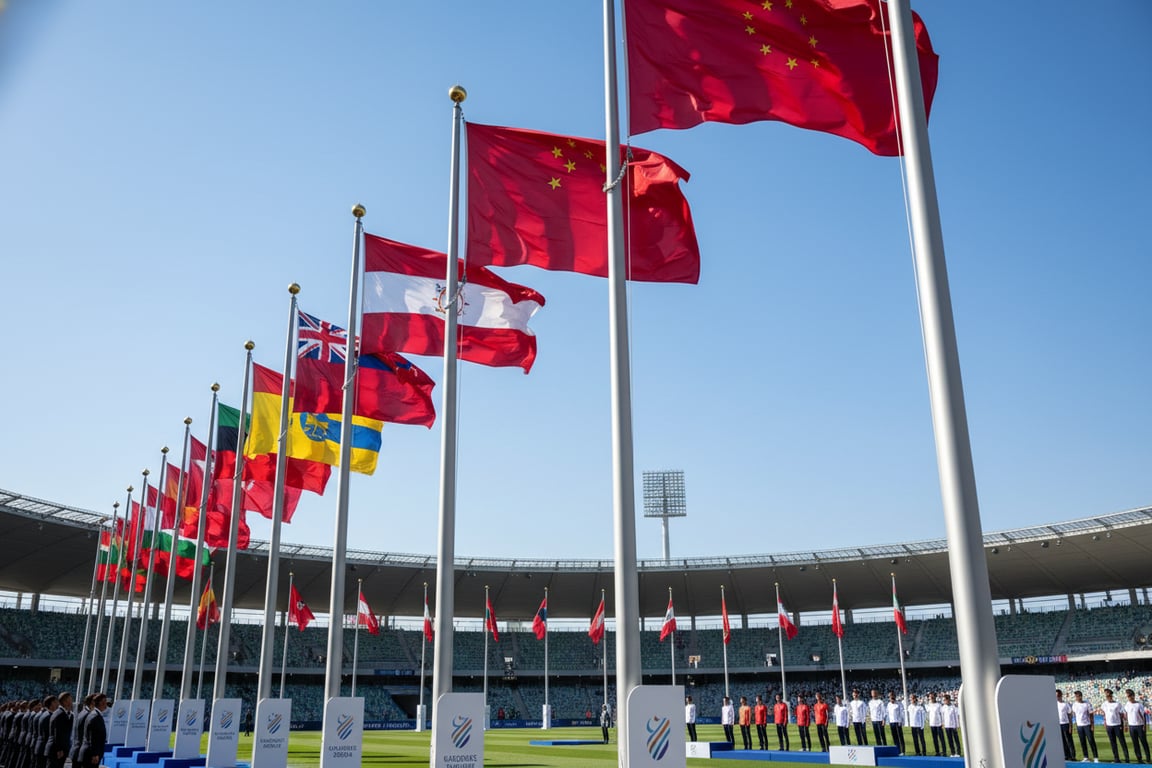 International sports federation national flags case study - Olympic style multi-nation event flag supply