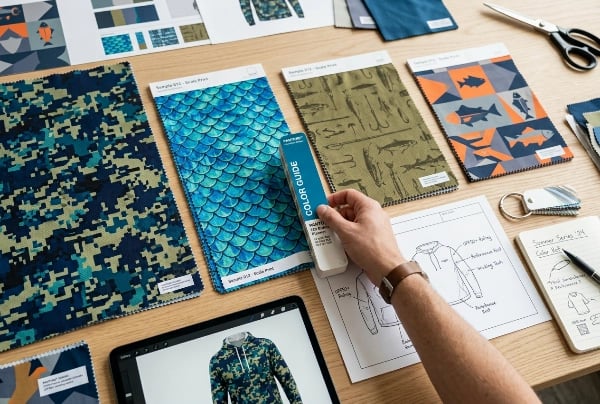 Pattern and print design for fishing clothing