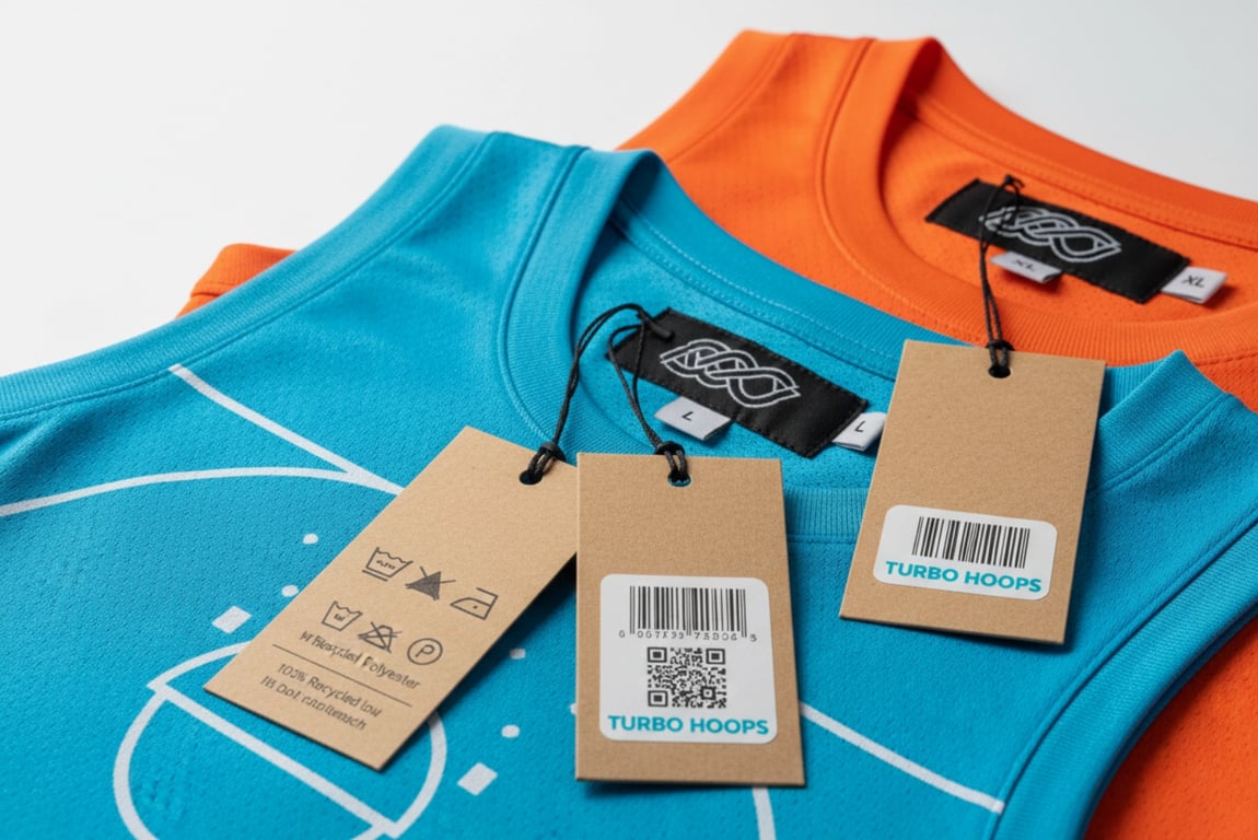 Custom hangtags for retail-ready basketball apparel presentation