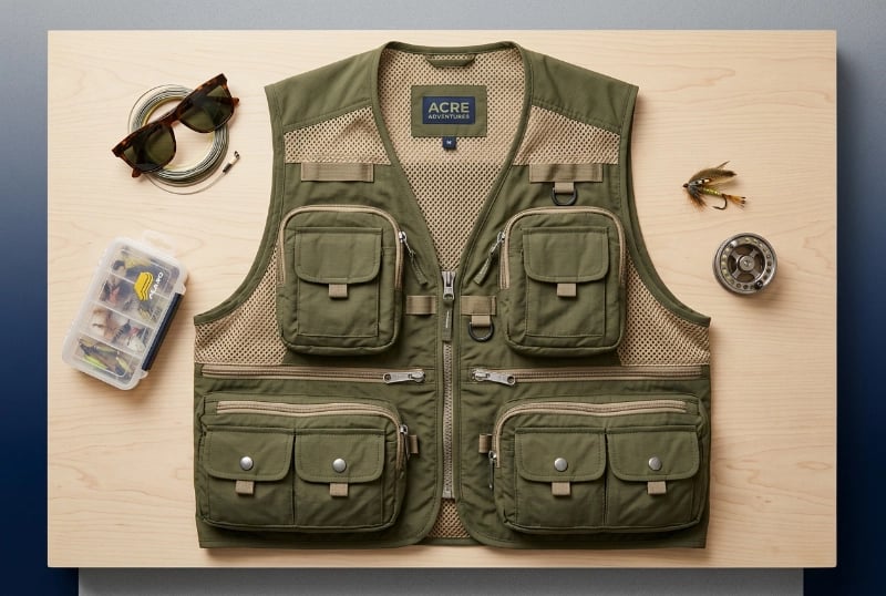 Fishing vests multi-pocket breathable lightweight