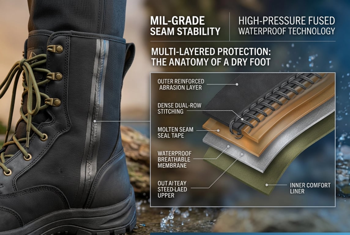 Military-grade Waterproof Seam Sealing Technology for Fishing Footwear