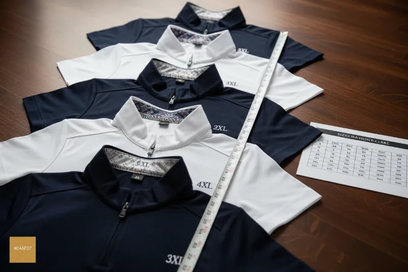 Custom size range XS to 4XL for wholesale riding apparel orders