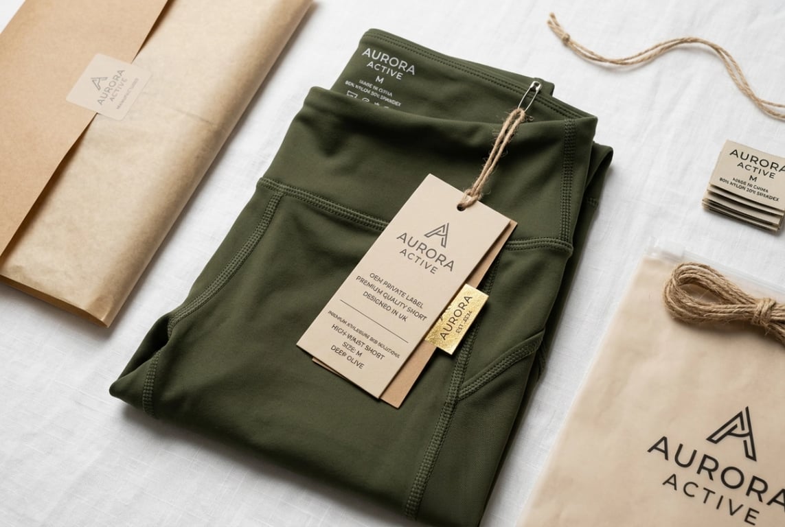 Yoga shorts custom hangtag packaging