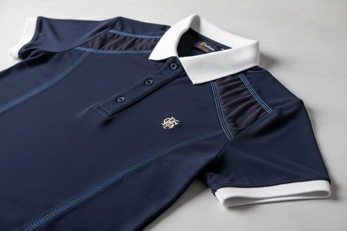 Horse polo shirt with reinforced saddle contact zone for durability