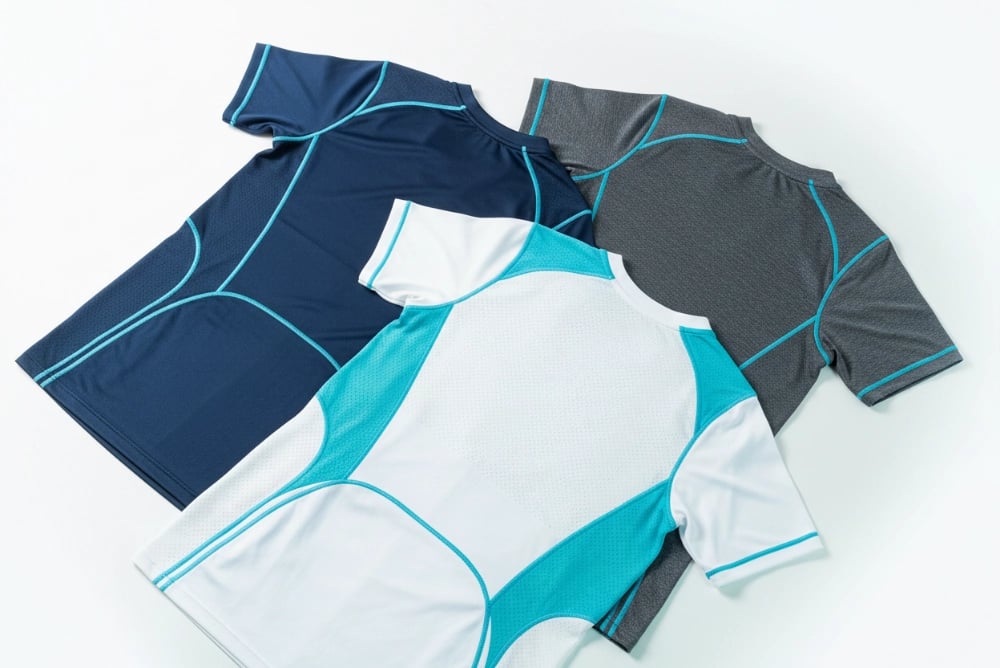 Compression shirts with muscle support and quick-dry fabric technology