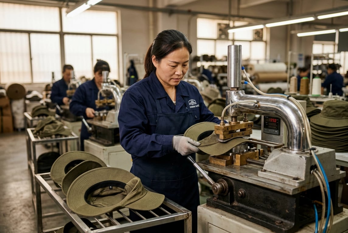 Precision Brim Shaping Technology - Hat Manufacturing Process at Runfish Factory