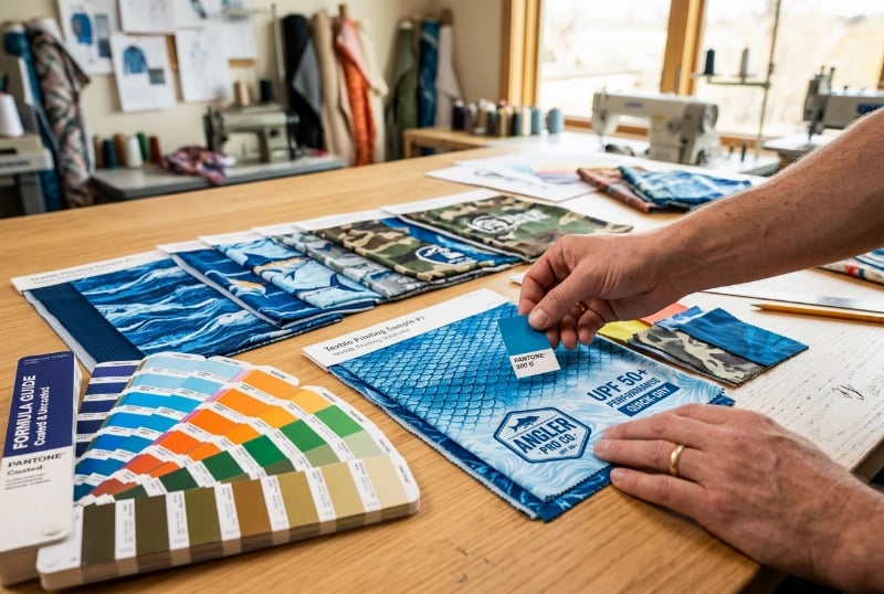 Pantone color matching and textile printing for custom fishing clothing