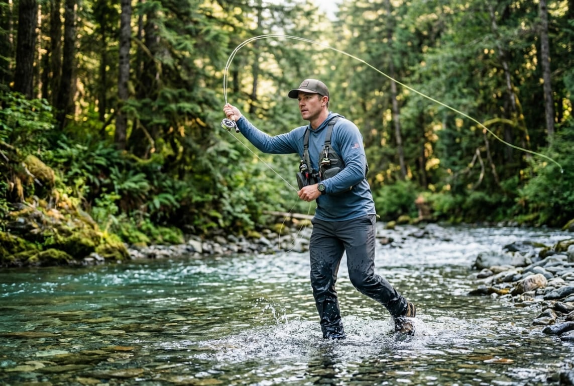 Wading and stream fishing set - water-resistant stretch apparel for fly fishing brands