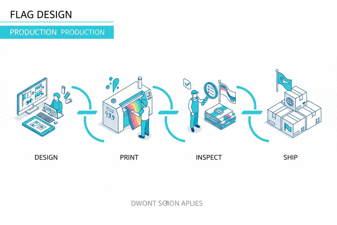 Custom flag design process - free consultation and professional artwork service from experienced designers