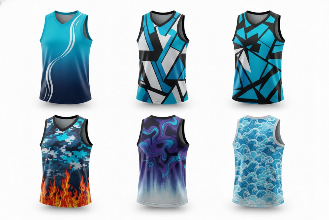 Gradient and pattern printing examples for sublimation basketball jerseys