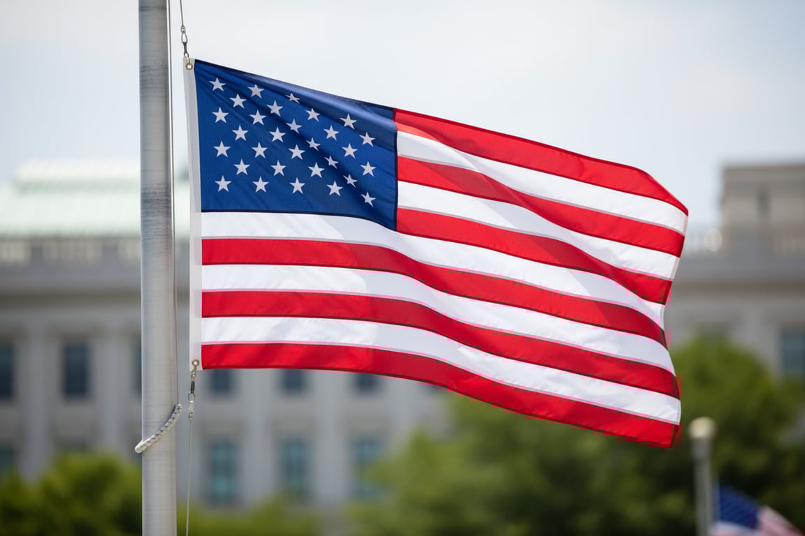 Custom United States national flag with official stars and stripes design - diplomatic quality with Pantone color matching