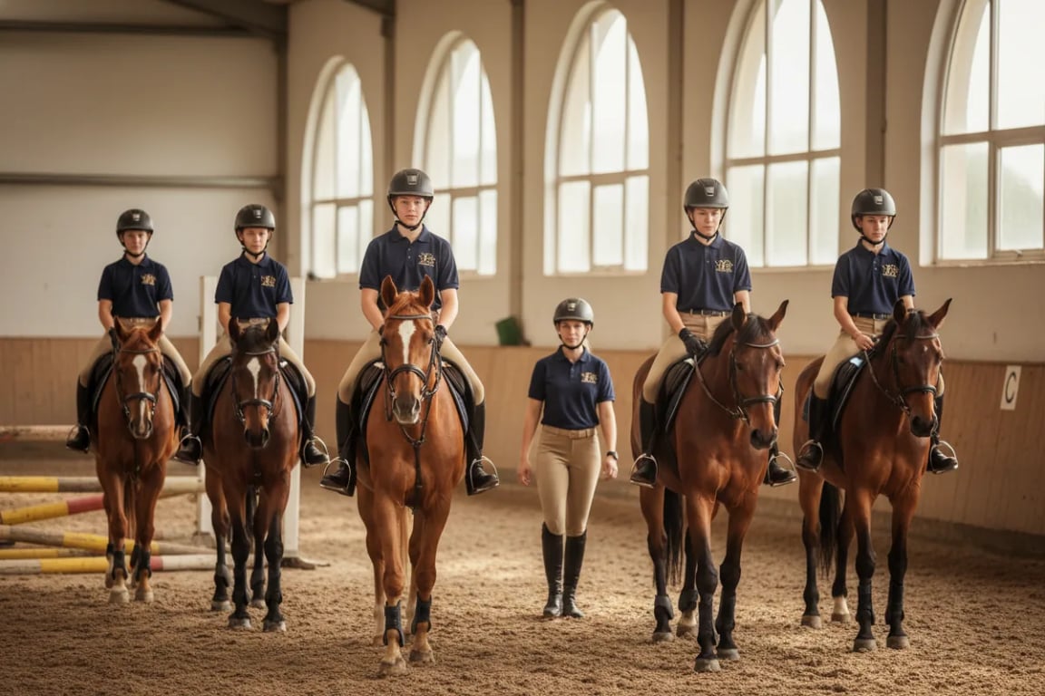 Daily training center clothing for riding school students
