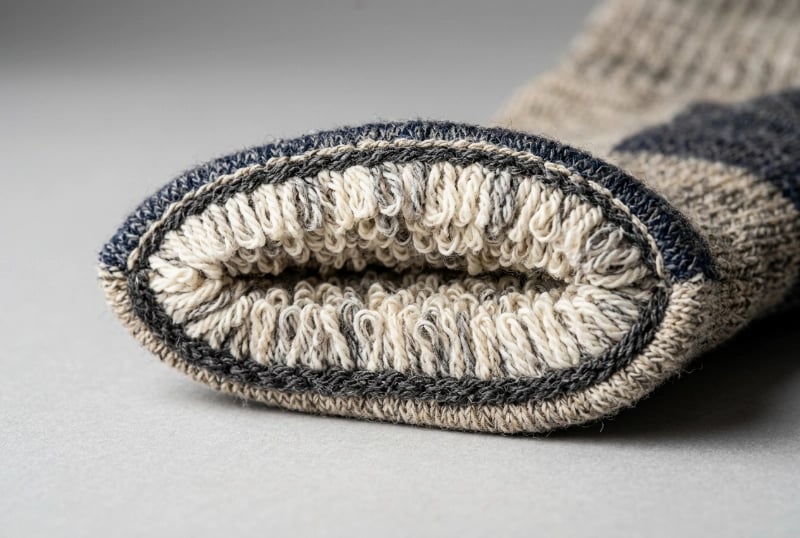 Terry loop cushioning in sock sole for impact absorption