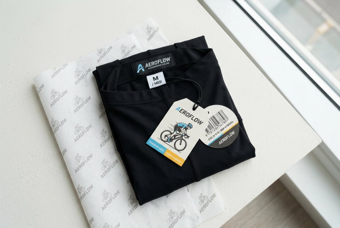 Private label cycling apparel branded packaging hangtag