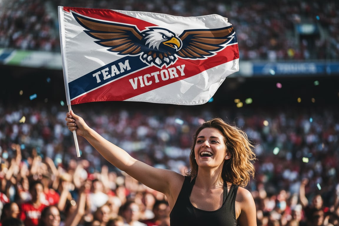 Small hand waving sports flags for fan giveaways, promotional events, and stadium crowd engagement