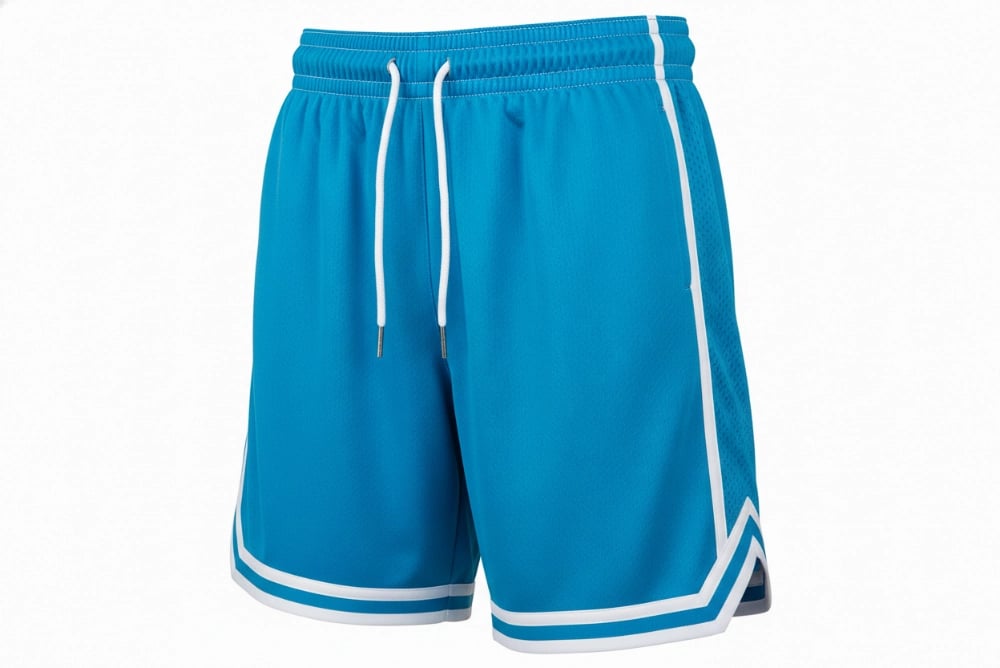 Basketball shorts with elastic waistband and custom fit options