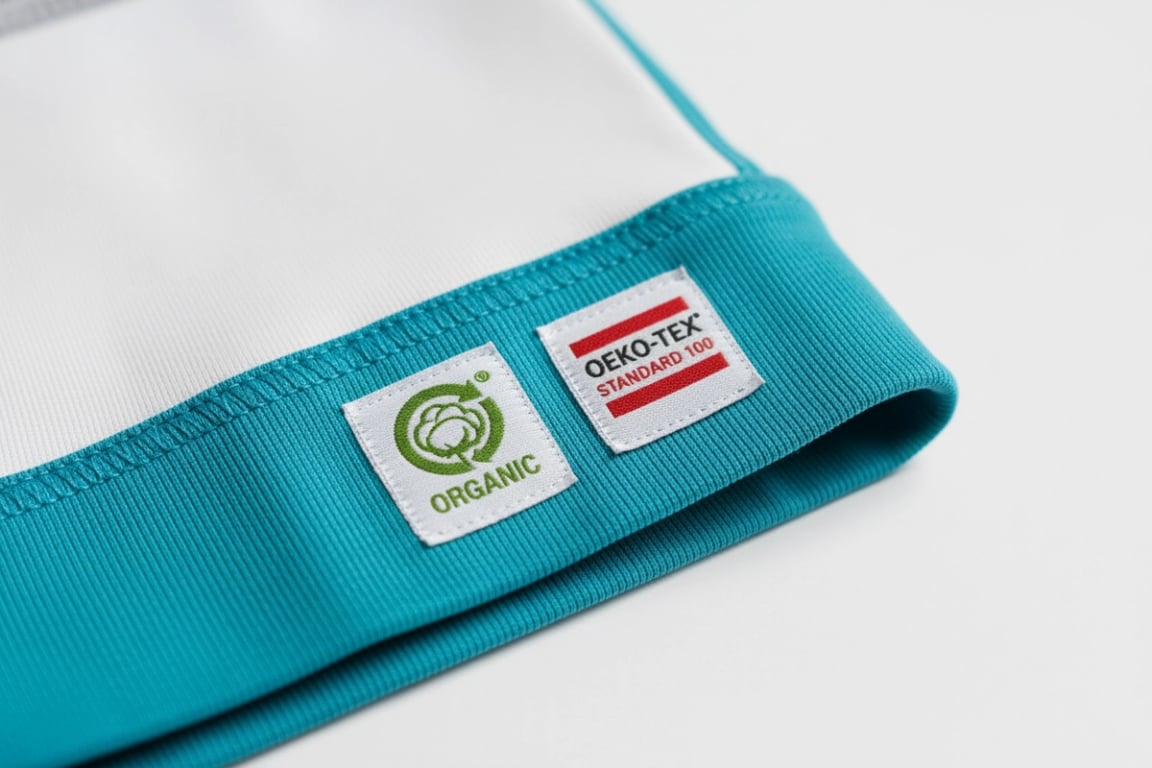 GOTS and Oeko-Tex sustainability certifications for workout clothing suppliers Sweden