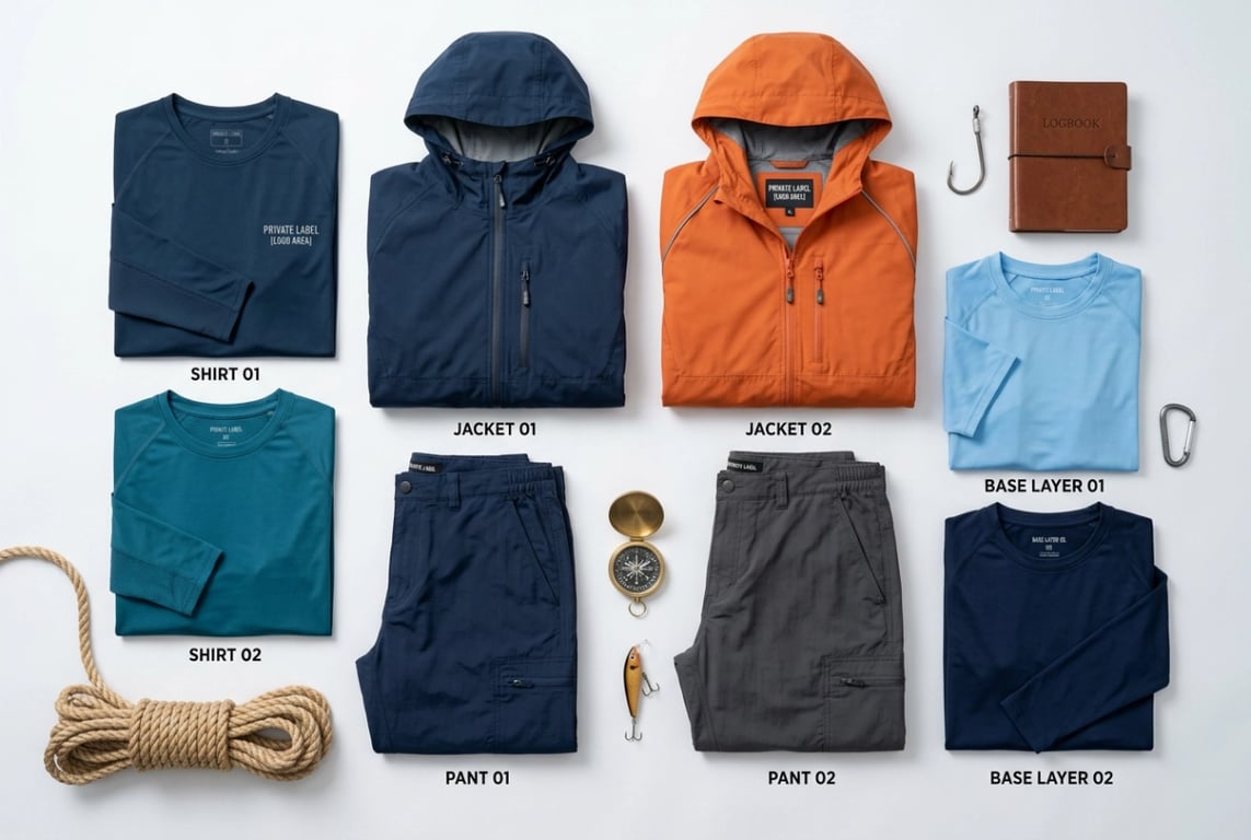 Private label fishing brand wholesale marine apparel collection