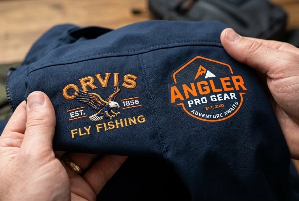 Custom logo embroidery and heat transfer application