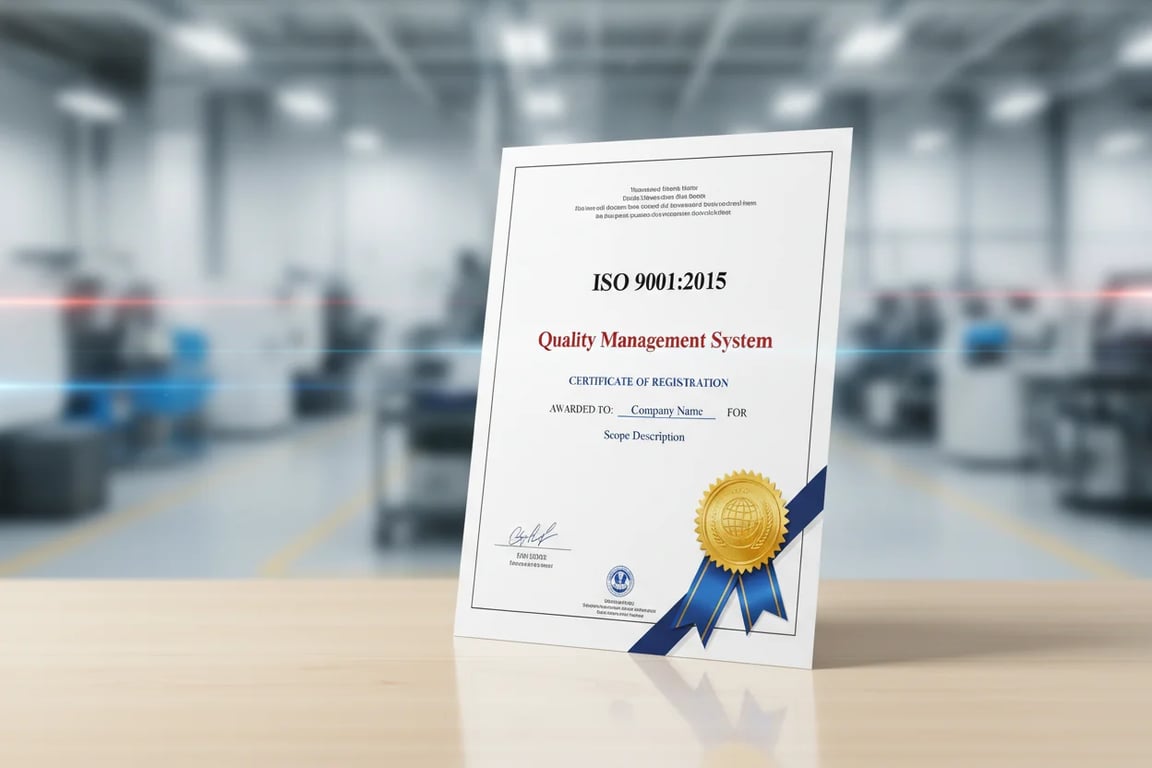 ISO 9001:2015 quality management certification - verified manufacturing standards and processes