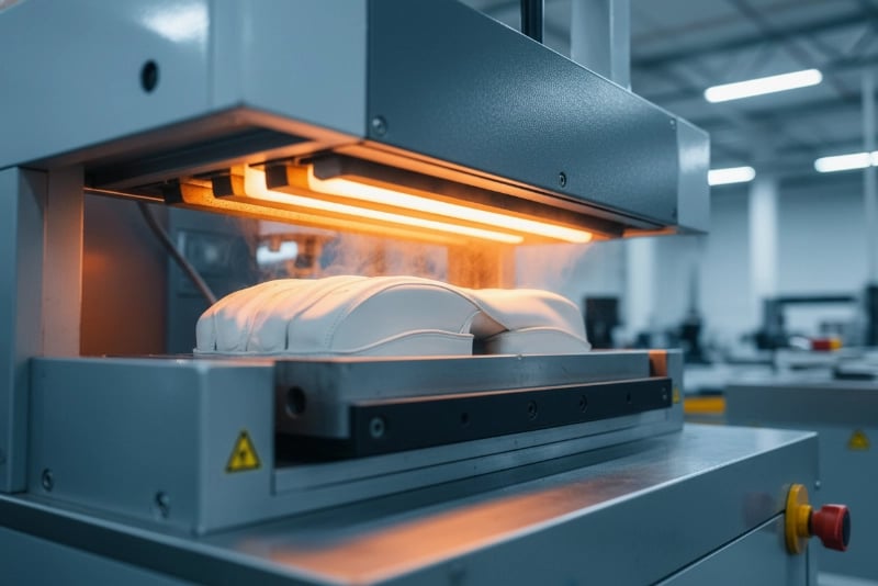 3D thermoforming machine for dressage gloves at equestrian gloves wholesale factory