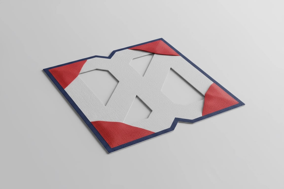 Curved edge custom corner patch engineered for brand-specific flag designs with flowing contours requiring precision cutting and tailored reinforcement patterns for corporate identity