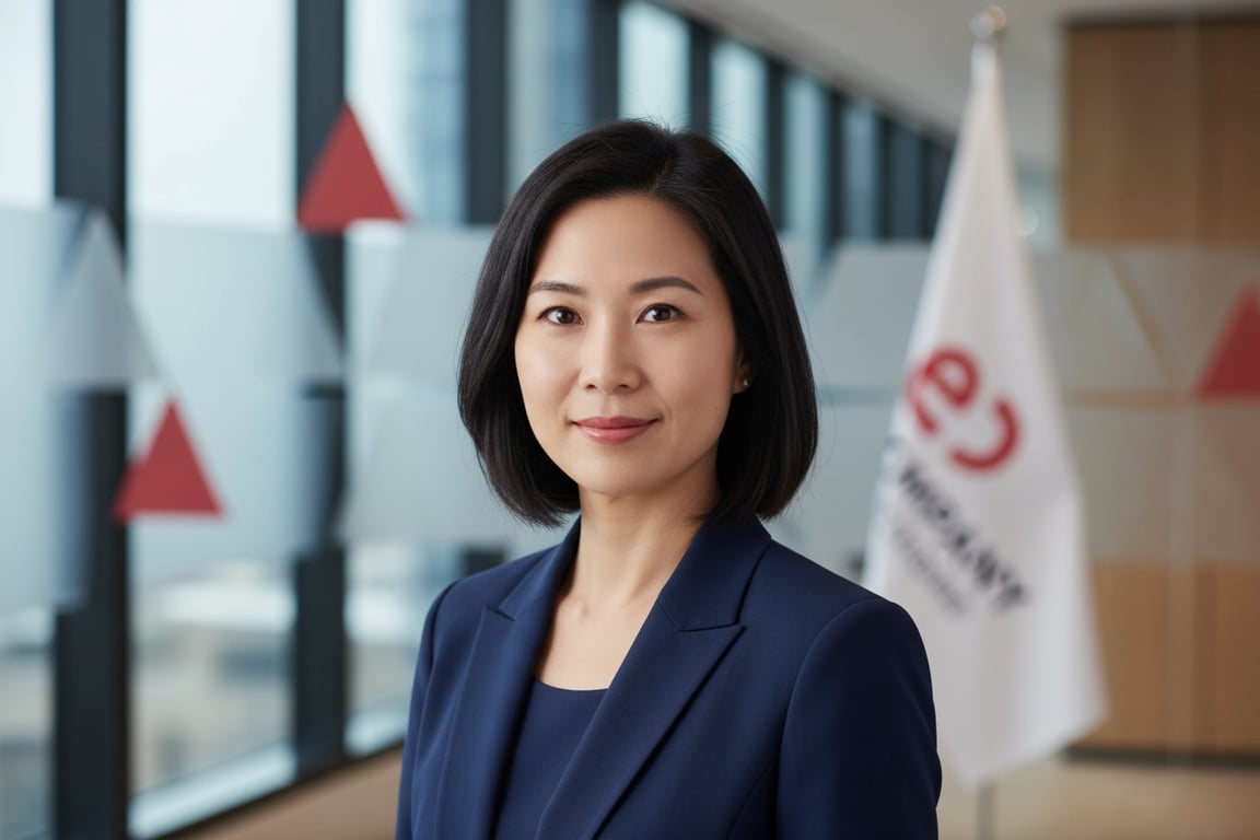 Sarah Chen Chief Marketing Officer at TechVision Systems technology company testimonial about corporate flag rebranding project with Pantone color matching for 12 office locations