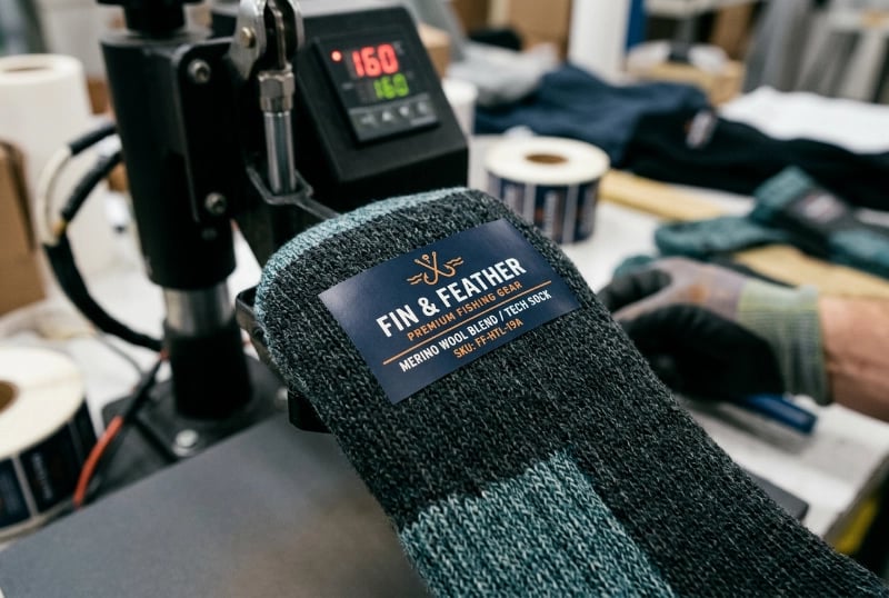 Heat transfer label for premium brand presentation