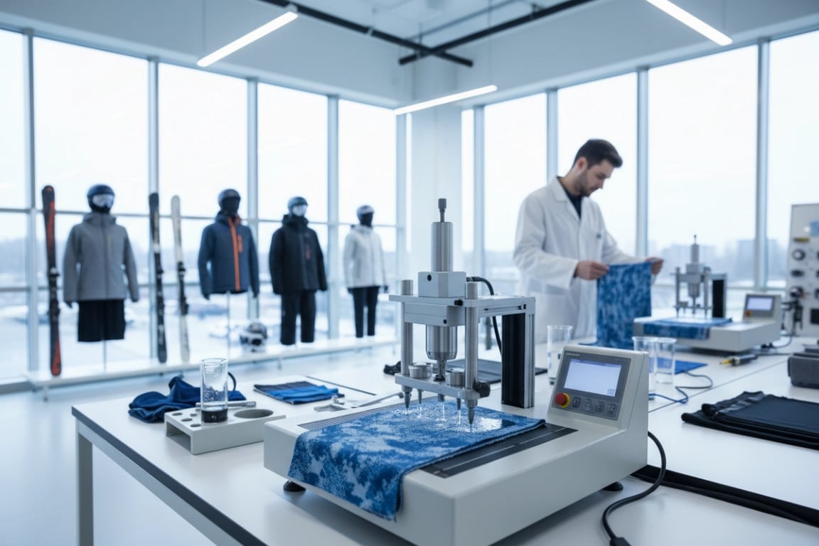 Fabric testing laboratory - quality control for Nordic climate workout clothing durability