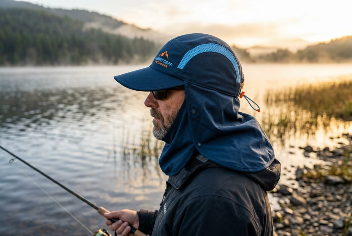 Custom Neck Flap Cap for Fishing - Full-Face Protection for Extreme Conditions